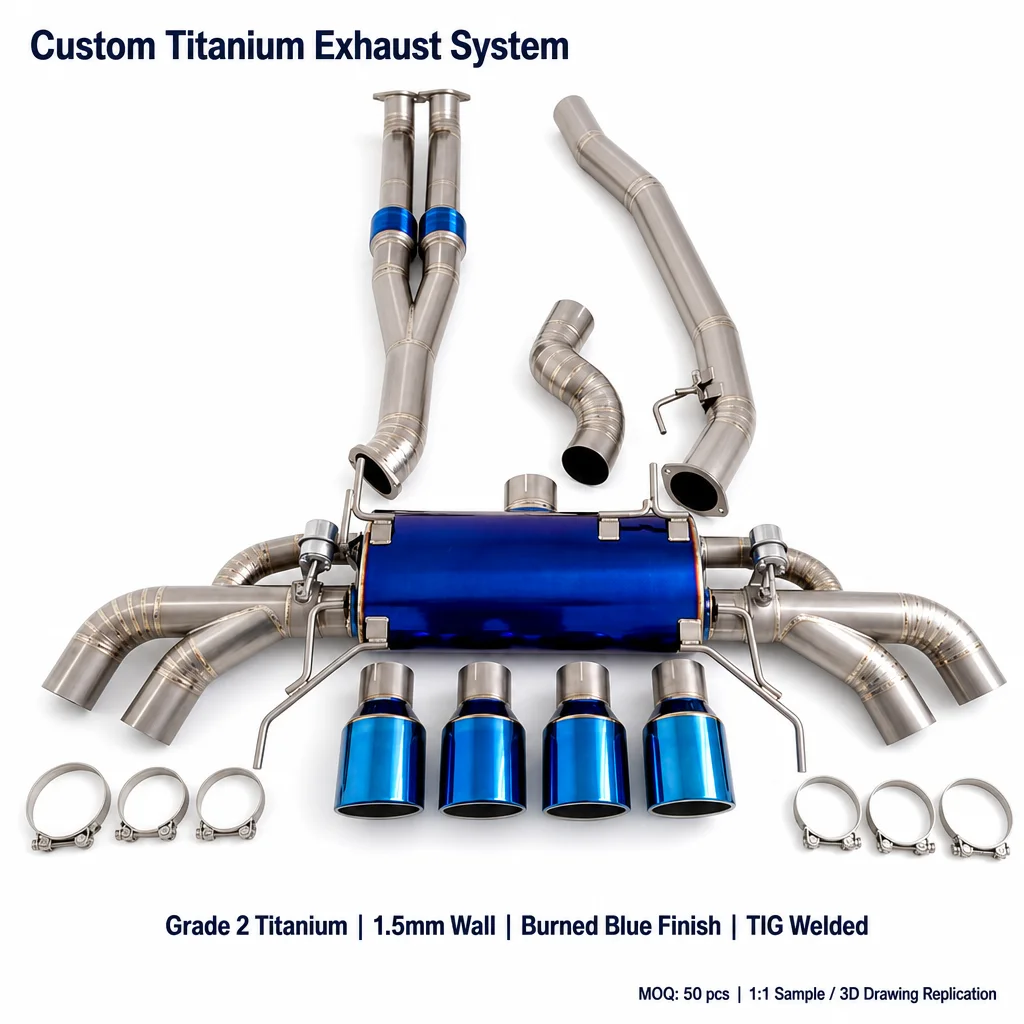 1:1 Replicate Custom Full Titanium Racing Exhaust Muffler with Valve Universal Fit Performance  Custom Service Only