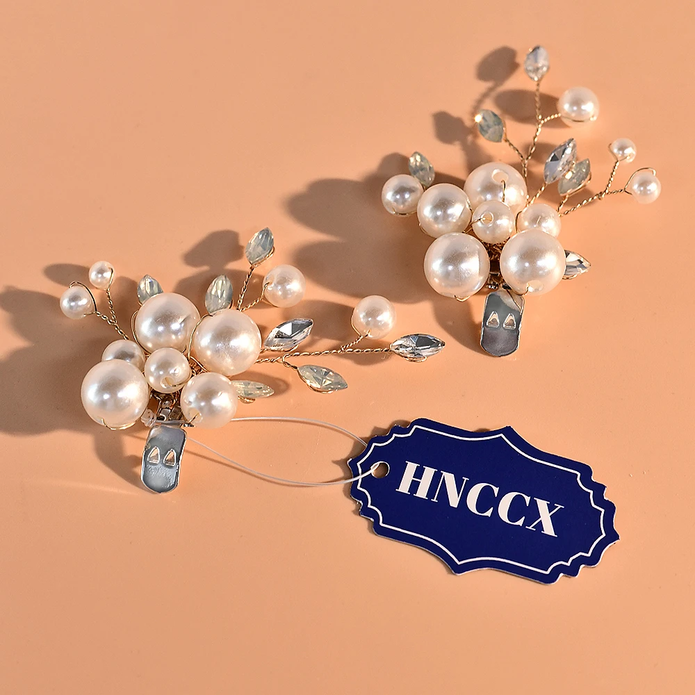 HNCCX Pearl Shoe Clip Bride Shoe Charm Buckle Shiny Rhinestone Accessories Removable Wedding Metal Clamp Shoe Buckle Custom CX24