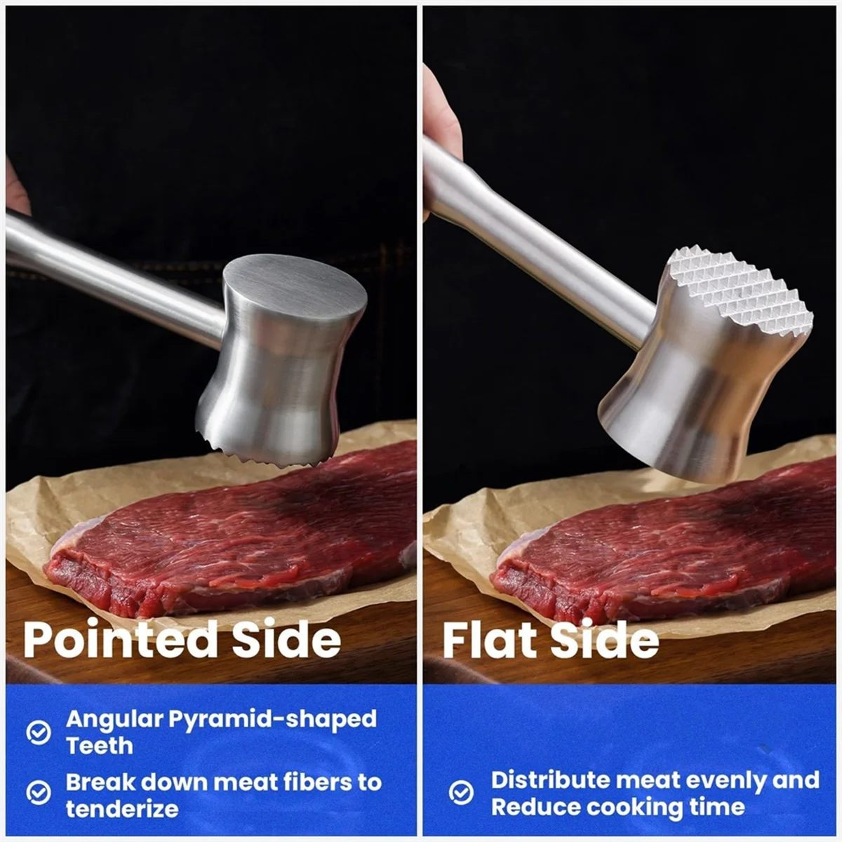 

N38R_Meat Tenderizer Mallet,Dual Side Meat Hammer Chicken Pounder,