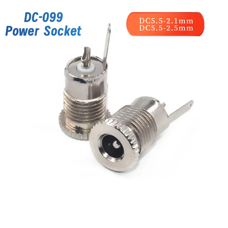 2Pcs/Lot DC-099 Power Socket DC5.5-2.1/2.5MM DC Charging Mother Base ConneCtor Metal Panel InstallatIon