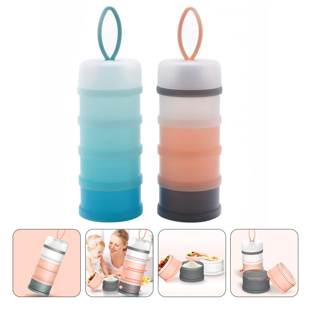 

2Pcs Milk Powder Box Premium PP Silicone Baby Food Container Stackable Portable Milk Formula Dispenser for Travel Home Use