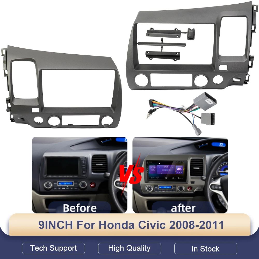

9 INCH for Honda Civic 2008-2011 Car Radio Fascias Android GPS Stereo Frame Panel Player 2DIN Head Unit Installation Trim