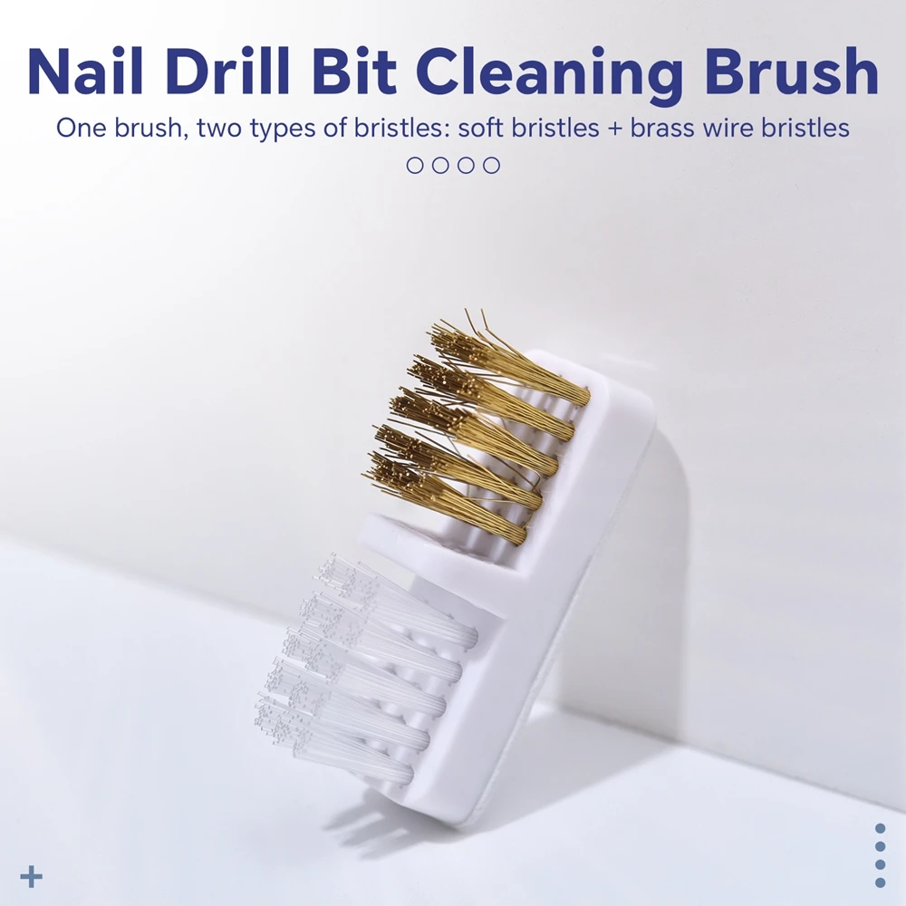 1Pcs Electric Nail Grinding Head Cleaning Brush Portable Manicure Drills Bits Cleanser Dual Copper Wire Brush Clean Tool