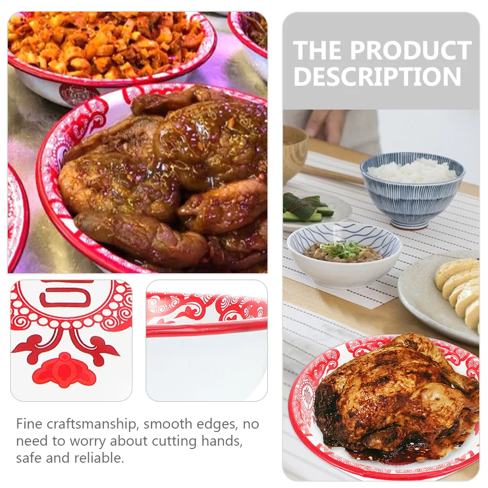 

Thicken Red Enamel Soup Basin Multipurpose Dough Making Washbasin Stackable Durable Enamelware for