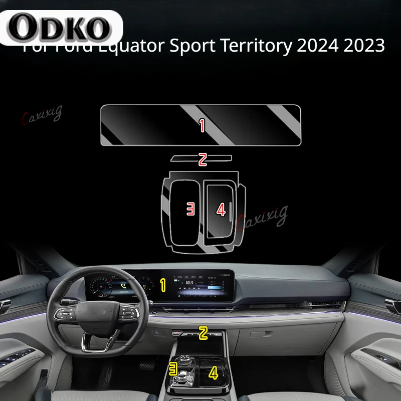 For Ford Equator Sport Territory 2024 2023 Car interior Accessories film transparent TPU Gear Panel Center Console Anti-scratch