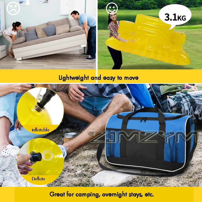 Mobili per soggiorno Divano gonfiabile in PVC trasparente Bean Bag Divano pigro Sedia trasparente Lettino per coppie, sedia gonfiabile