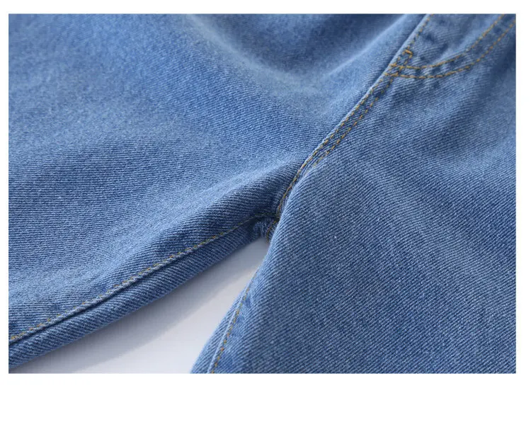 2027 Lässige Jeans für Mädchen, Teenagerkleidung, elastische High-Waist-Denim-Hose mit weitem Bein, Frühlings-Modelle für ältere Kinder, gerade Hose, 5-14 Jahre – Detail 10