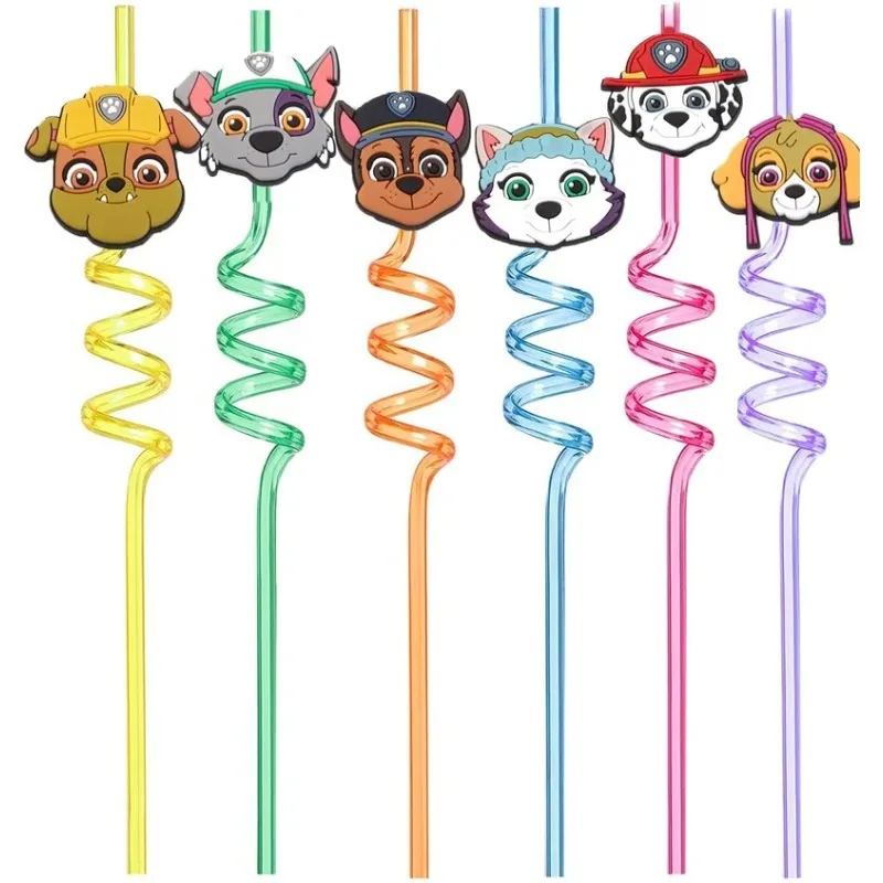 

Paw Patrol Cartoon Straw Anime Figures Marshall Chase Skye Rubble Rocky Reusable Straws Birthday Party Supplies Birthday Gifts