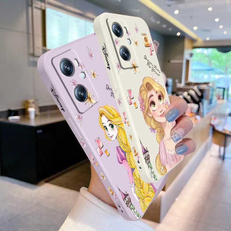 Princess Tangled Rapunzel Liquid Left Rope For OPPO Find X6 X5 X3 A98 A96 A94 A93 A77 A76 A74 A72 A57 A53 A16 5G TPU Phone Case