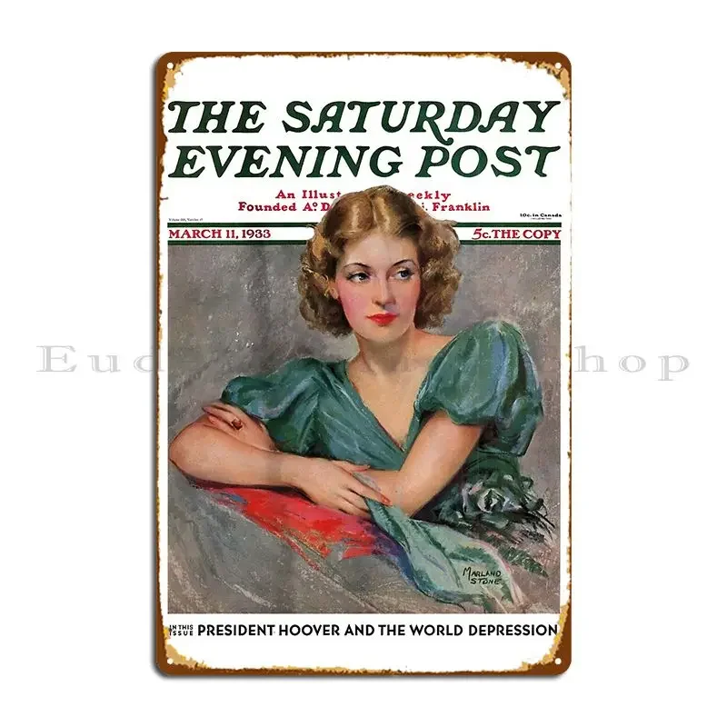 The Saturday Evening Post 1933 Marland Stone Metal Sign Club Bar Wall Plaque PaintingCustomize Vintage Tin Sign Poster