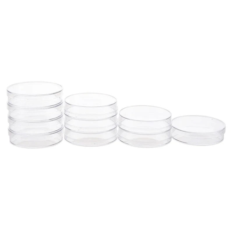 SOSW-10Pcs Sterile Petri Dishes w/Lids for Lab Plate Bacterial Yeast 55mm x 15mm