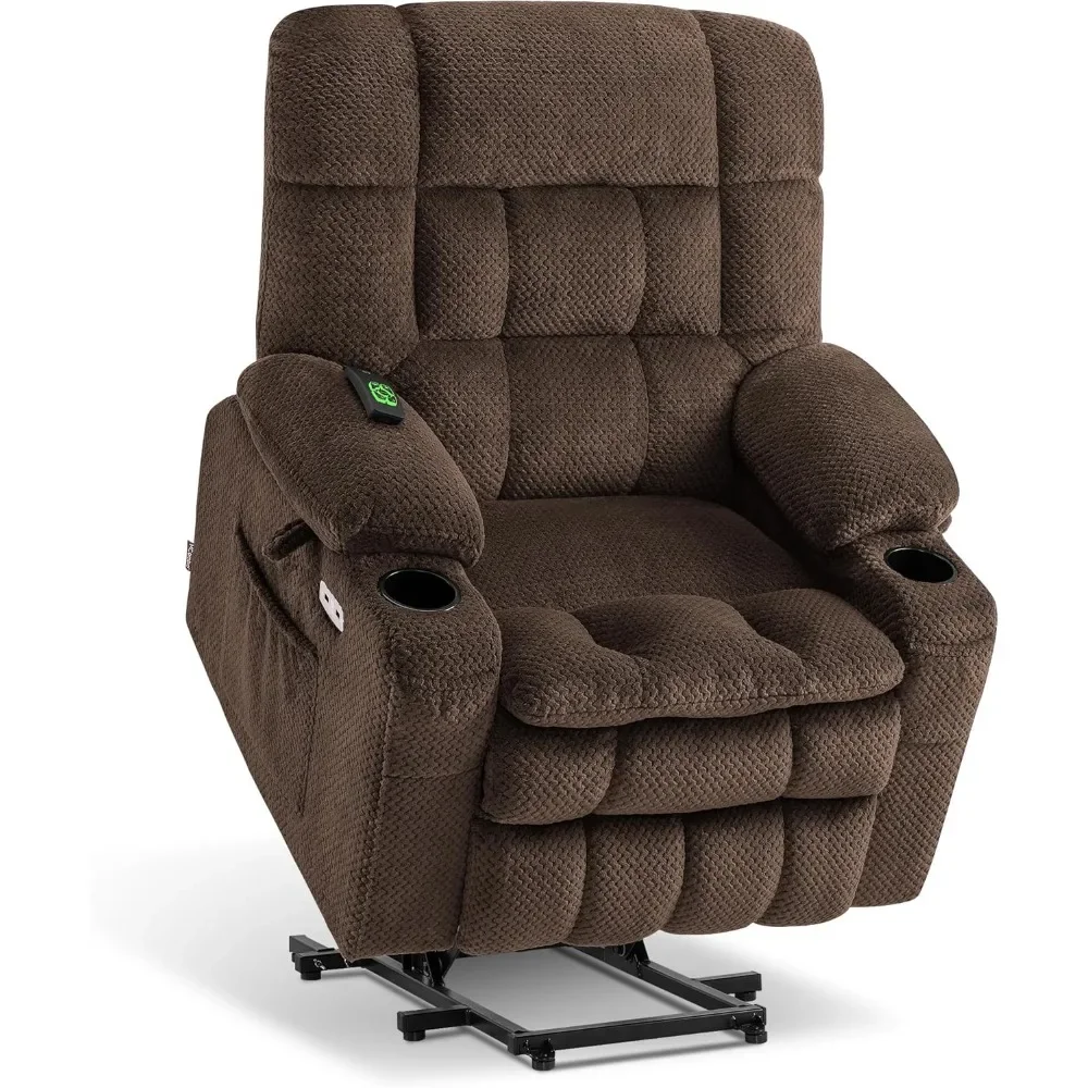 Small Dual Motor Power Lift Recliner Chair Sofa with Massage and Heat for Elderly People Petite, Infinite Position, USB Ports