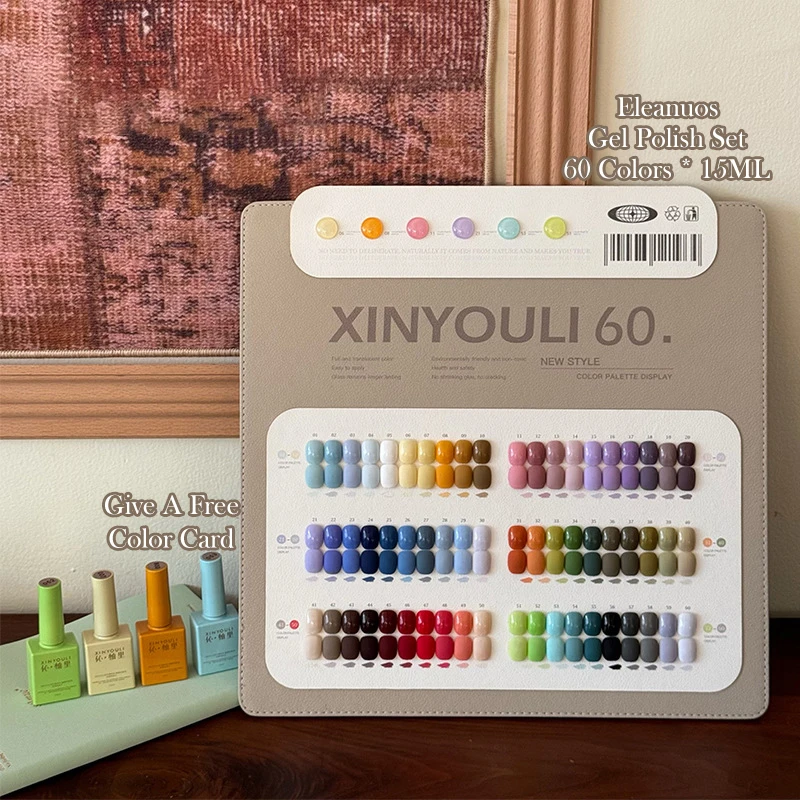 Eleanuos Nieuwe gel Polijsten 60PCS Gemengde Vernis Inweken Kleur gel Effen Kleur Blijvende UV LED Nail Design Salon Hoge kwaliteit Kit