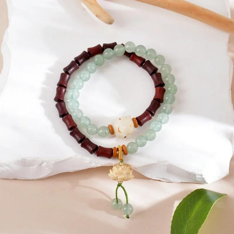 New Chinese Style Festival Height Mukula Aventurine Double Ring Bracelet Niche High Sense Yiwu Couple Bracelet