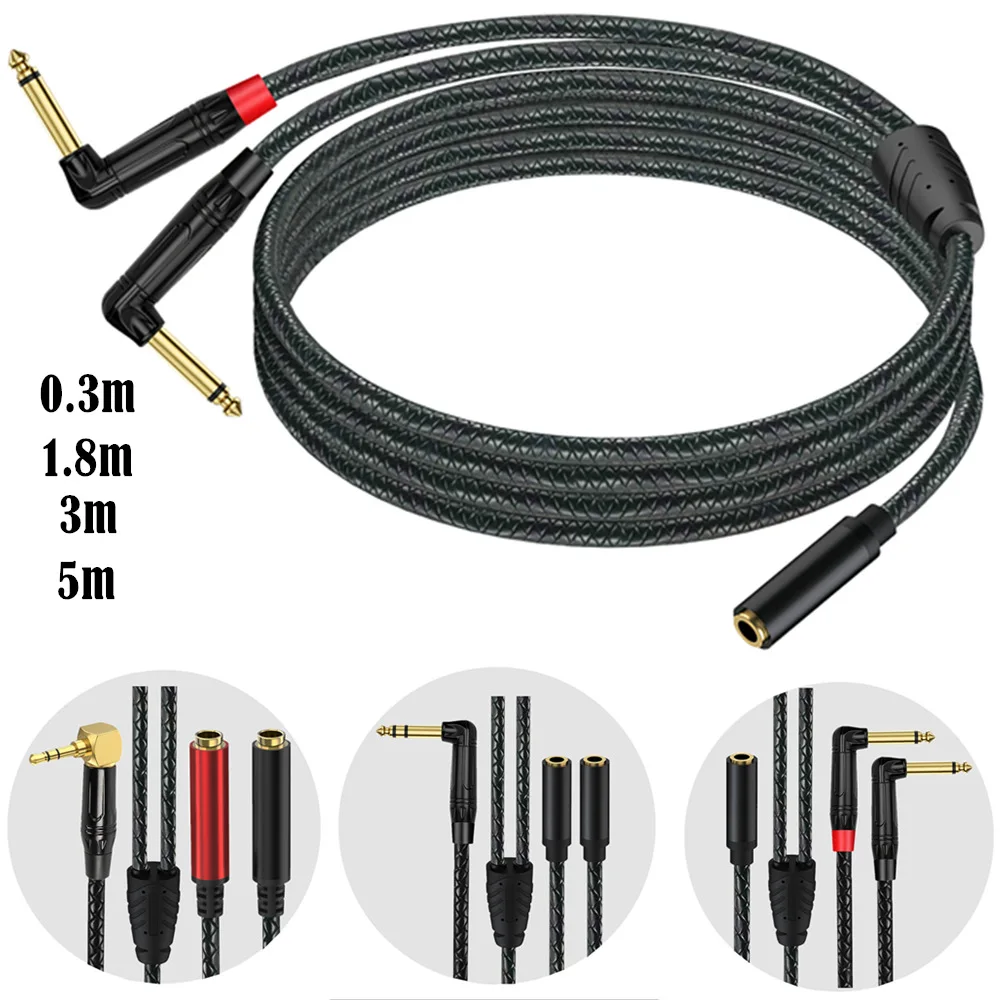 Head Copper Core Gold-plated Head 3.5 Female To 2 6.35mm Male and Female Audio Cables Suitable for Speaker Mixing Consoles