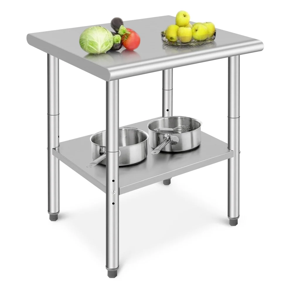 Stainless Steel Work Table 30 x 24 x 35 Inch Workbench Metal Prep Table for Home Kitchen Restaurant Garage and Hotel