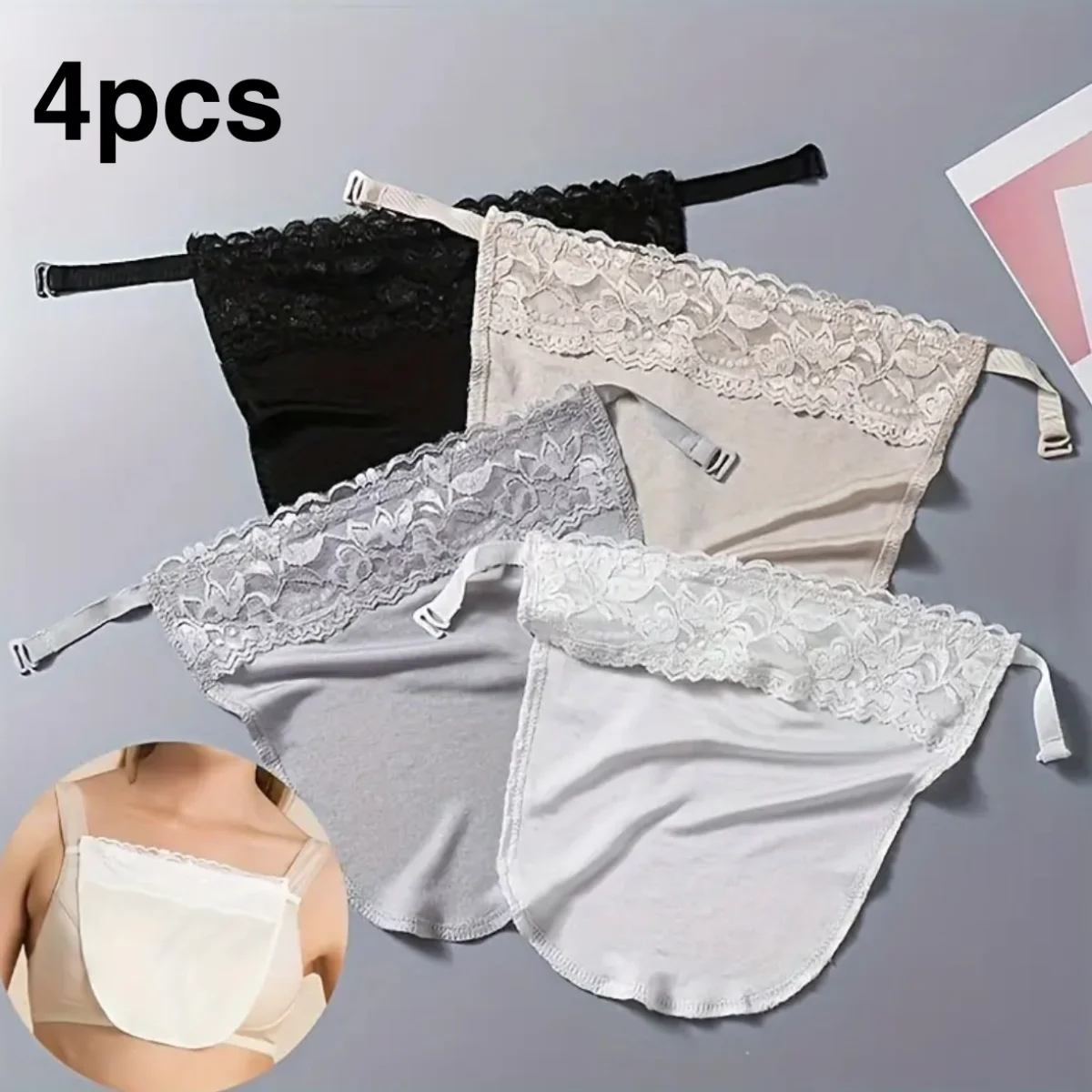 4pcs Detachable Lace Breast Cover for Women - Comfortable and Stylish Chest Cover for Clothing Accessories