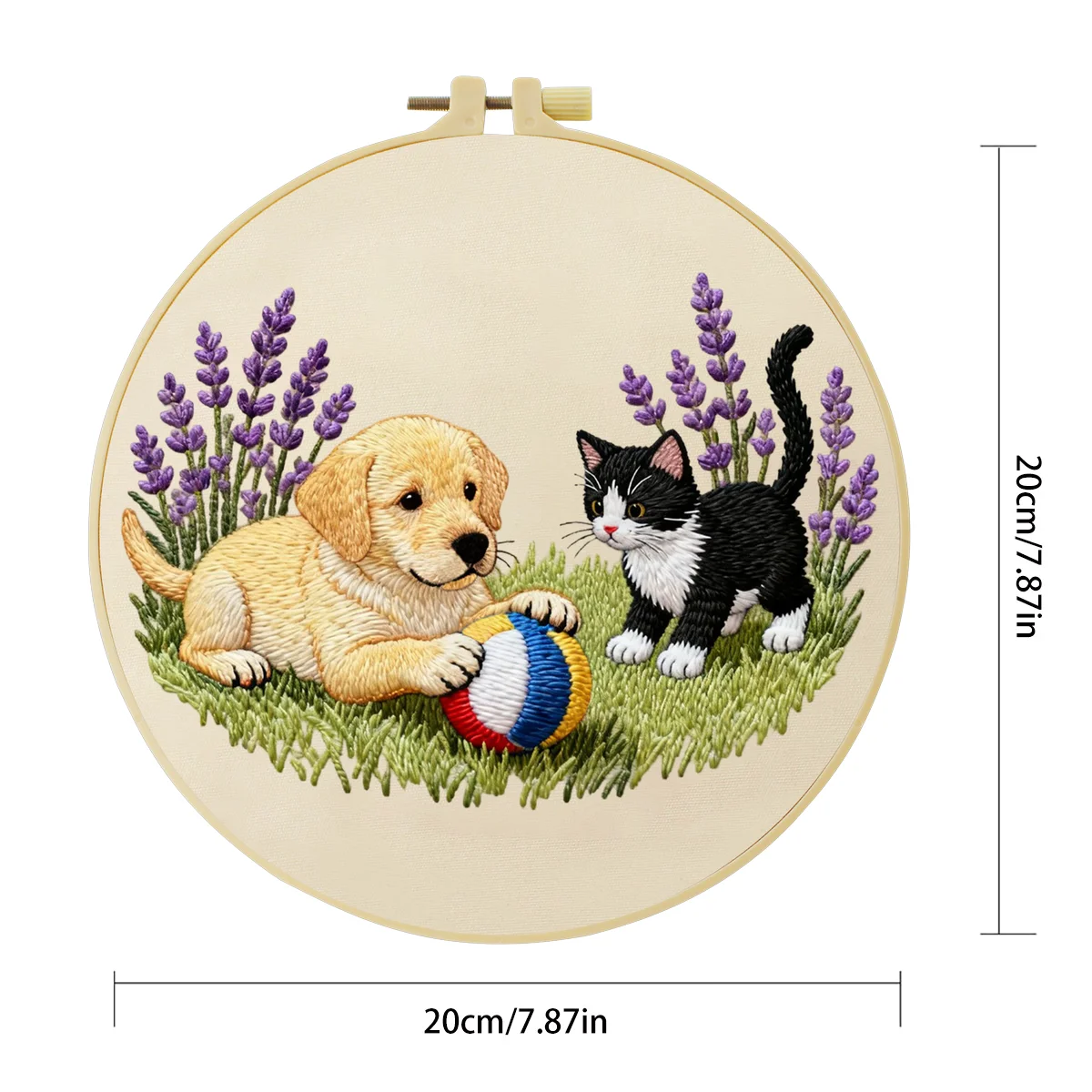 1 Stück 20X20CM/15X15CM 7,87/6,3 Zoll Hundestickerei-Starter-Kit DIY-Kit DIY-Stickerei-Set Handarbeiten Nadelkunst Heimdekoration – Detail 3
