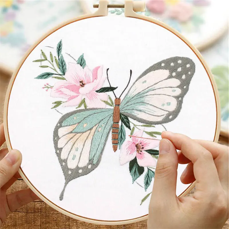 DIY Embroidery Kits for Beginners Adults Stamped Cross Stitch Butterfly Hanging Painting Christmas Decor Gift