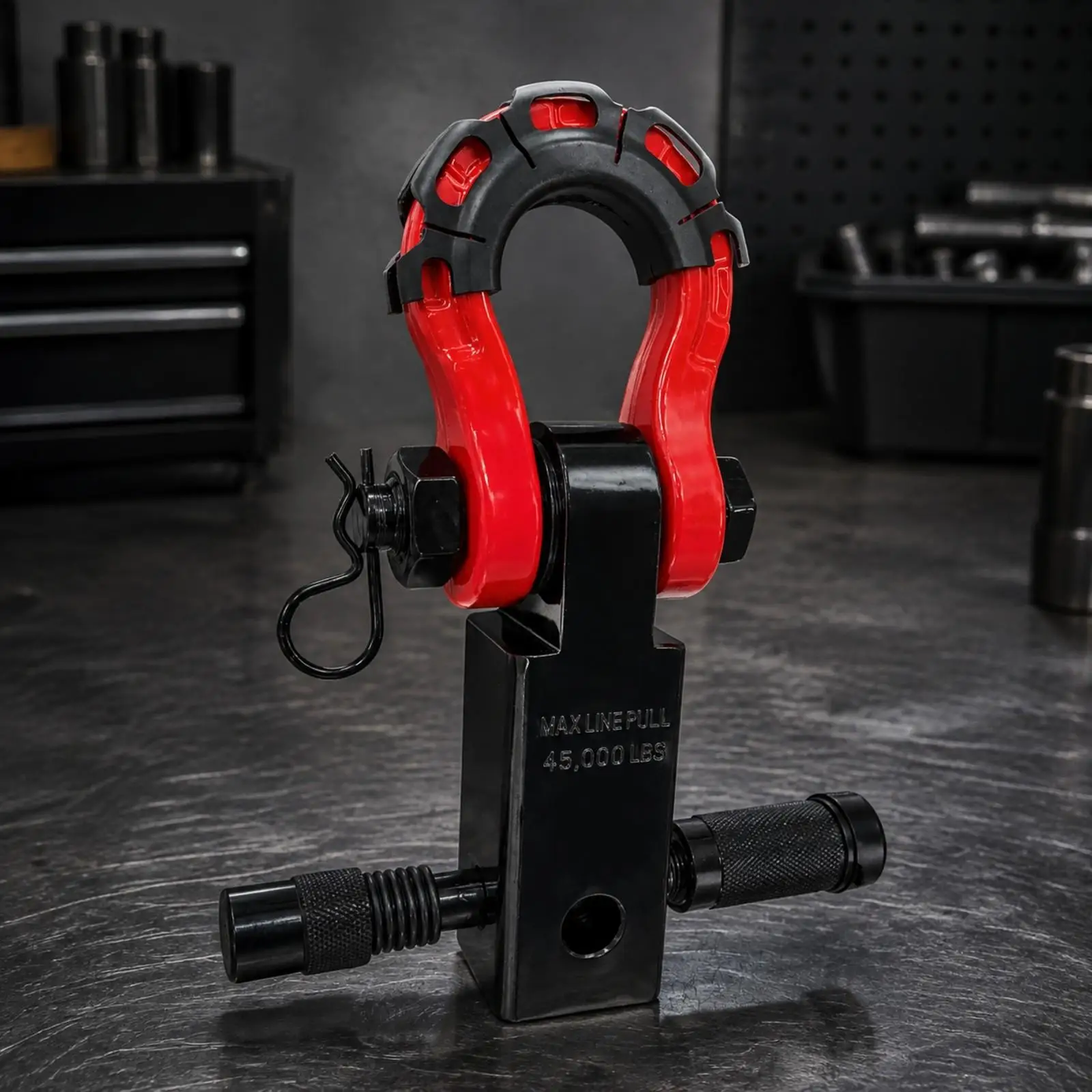 Off Road Vehicle Tow Hook with Shackle for Trailer Hitch Receiver Alloy Steel Coated Mount