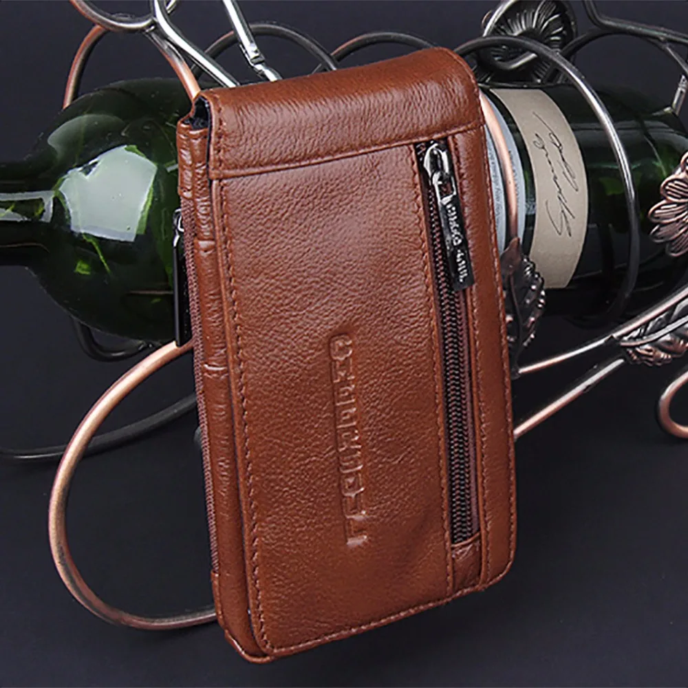 Genuine Leather Men Cell/Mobile Phone Case Cover Bag Casual Fashion Natural Skin Hip Bum Purse Pouch Waist Hook/Belt Fanny Pack