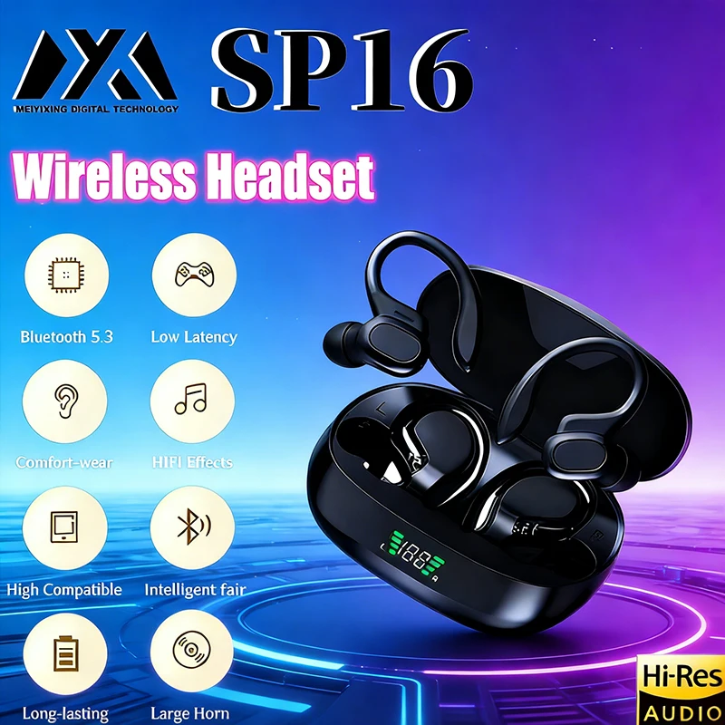 

Беспроводные Bluetooth-наушники SP16-Earhook с микрофоном и регулировкой громкости для спорта и бега