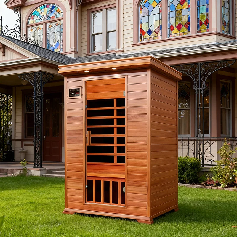 Luxury Canadian Hemlock Wood Infrared Sauna House 2 Person Dry Steam Sauna With Oxygen Bar
