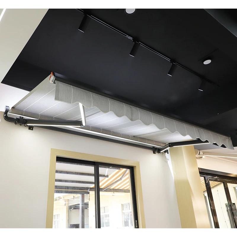 

ATV&UTVRetractable LED Awning Remote Control Foldable Acrylic Sail Waterproof Windproof Anti-UV Outdoor Patio Roof Cover