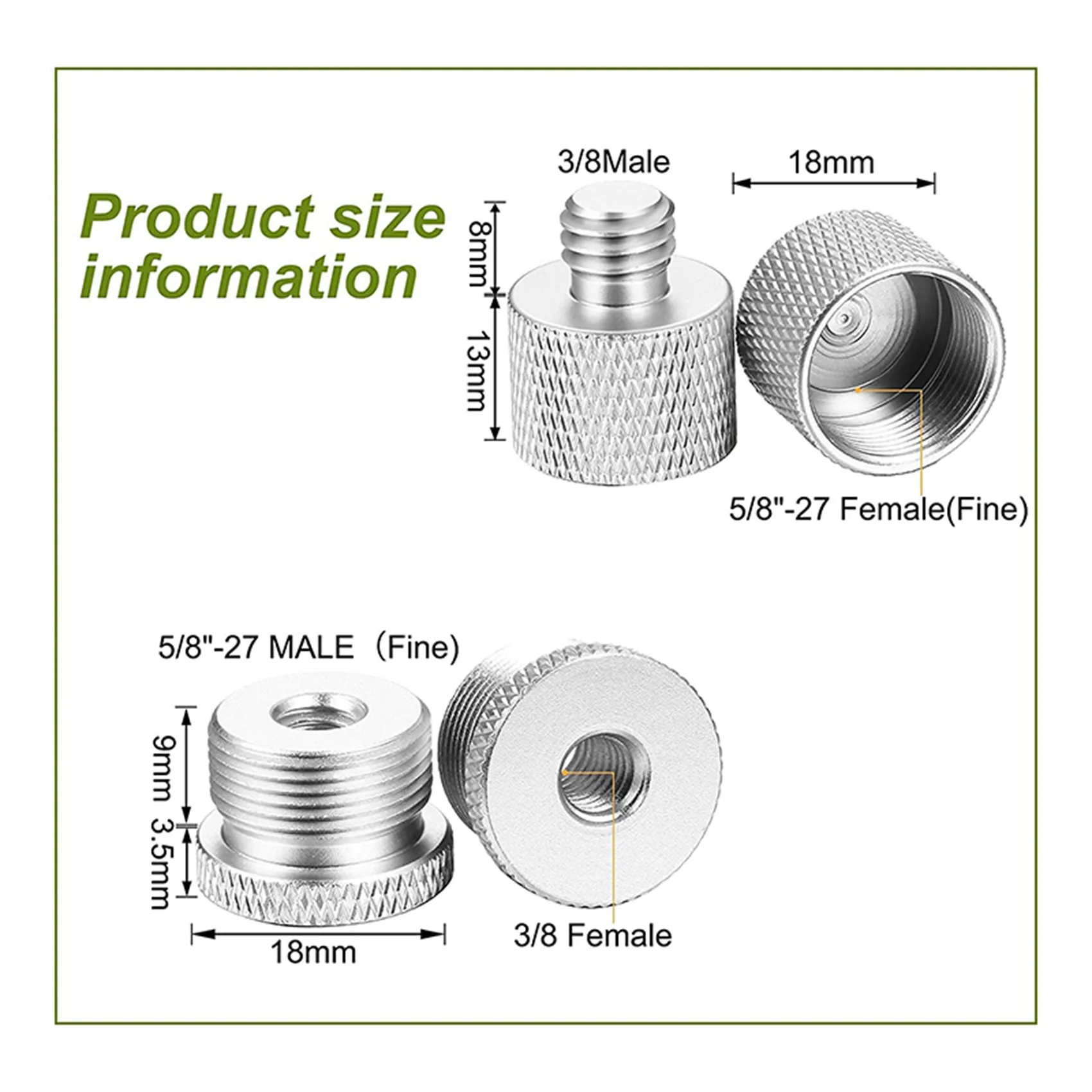 6個のmicネジアダプターセット5/8メス3/8男性と3/8メス5/8オスねじアダプター糸マイクスタンド