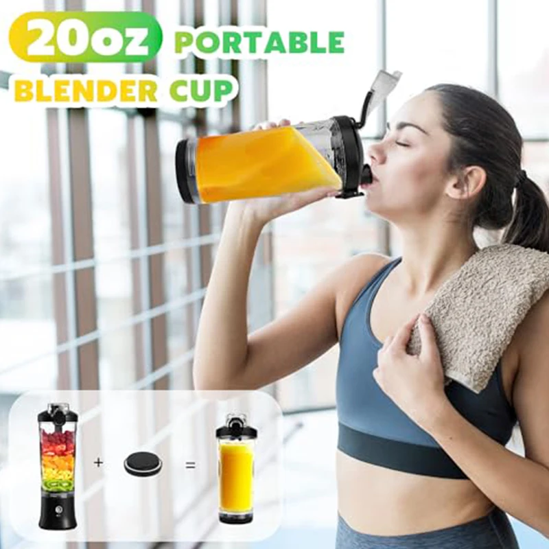 

USB rechargeable 600ml 6-blade stainless steel fresh fruit blender, mini portable sports juice juicing tool, smoothies blender