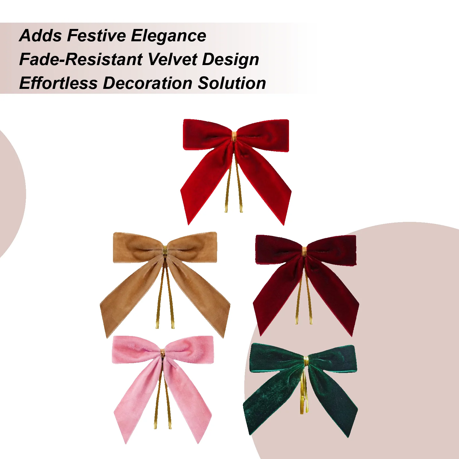 24 Uds. Lazos de árbol de Navidad de terciopelo Burdeos, adornos de lazos navideños Vintage para coronas, envoltura de regalos, bolsa de dulces para fiestas de bodas