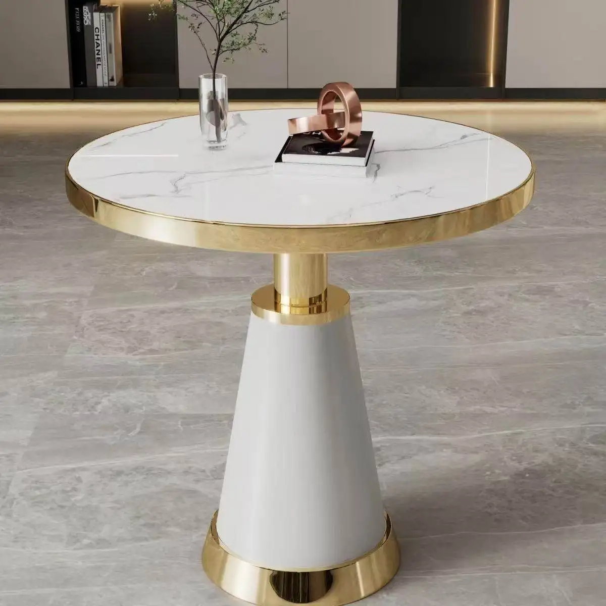 hj-Light Luxury Modern Plate Coffee Table Stainless Steel Side Table Leisure Sales Office Negotiation Beauty Salon Reception