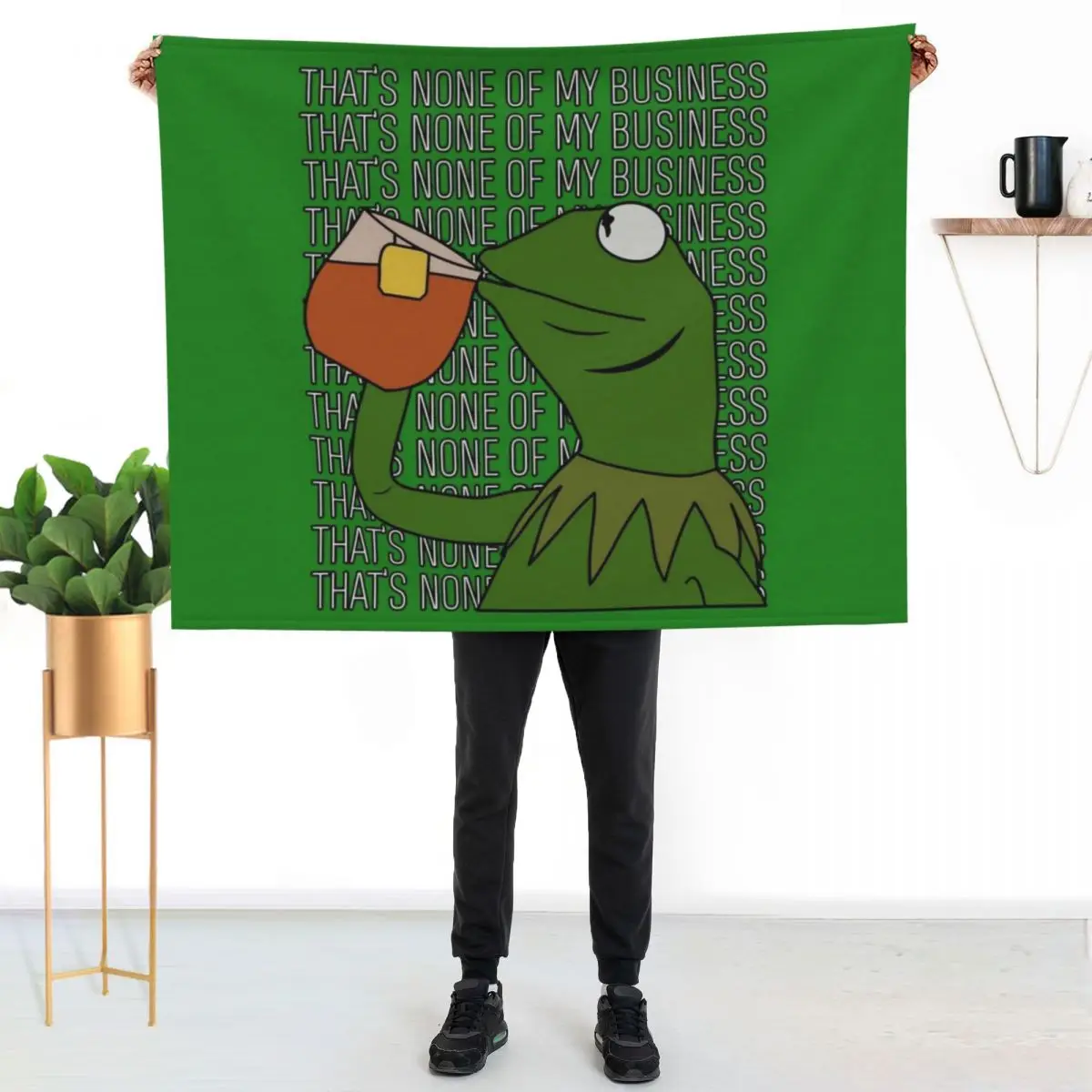 Manta decorativa Sipping Tea Meme King but That's None of My Business 2, manta decorativa cómoda y de color duradero