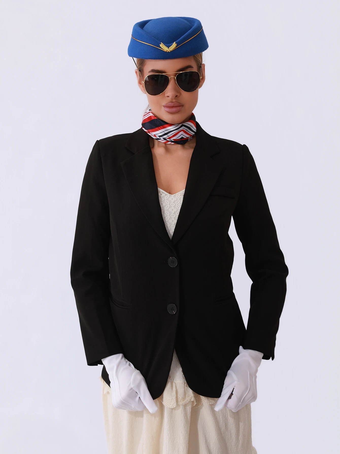 Kit Hôtesse de l'Air – Chapeau, Foulard, Gants et Lunettes – photo 4