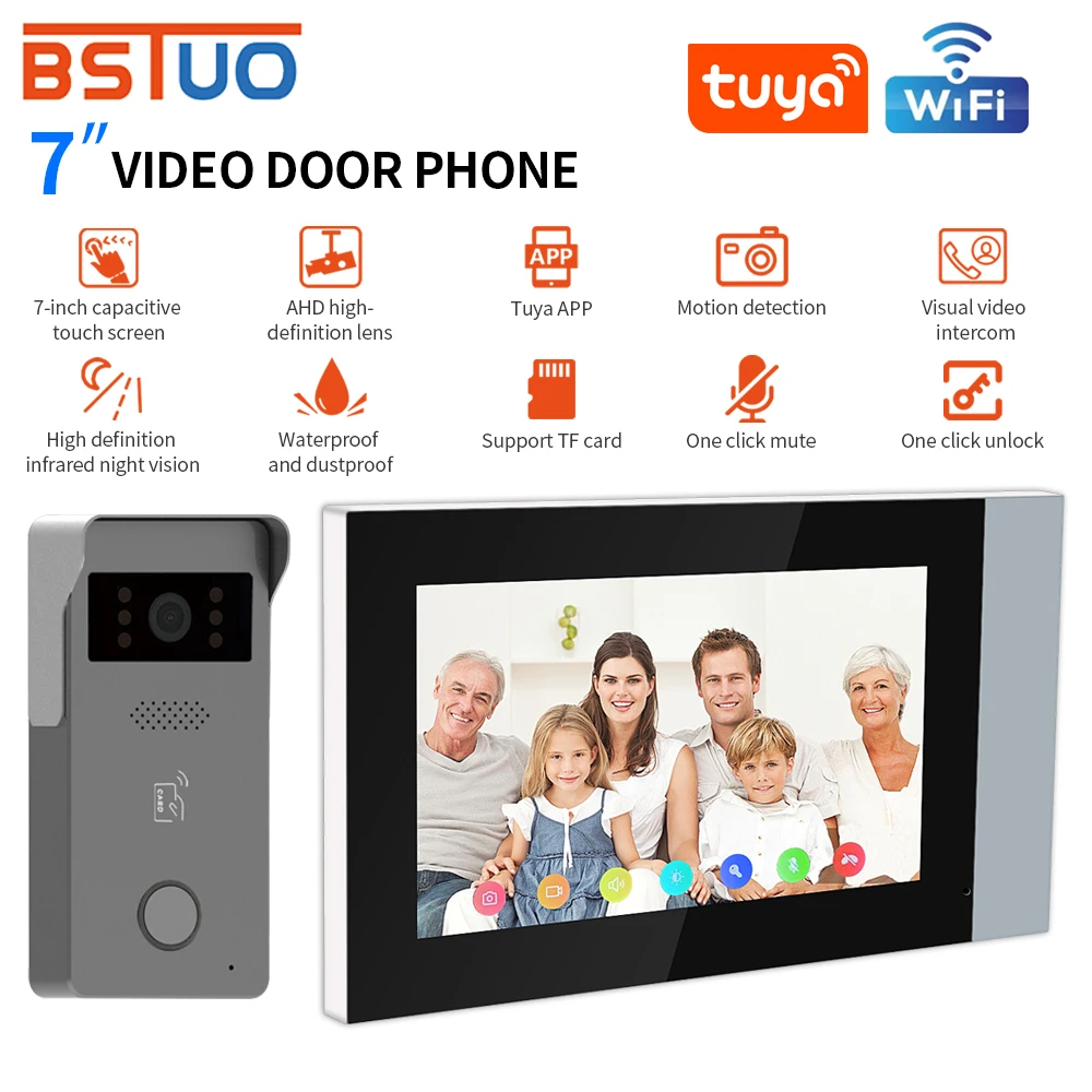 Tuya IP Video Intercom System Kits 1080P 2-Wire Video Doorbell Phone Rainproof Call Panel IR Camera Home Villa Video Doorphone