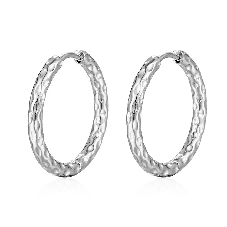 Titanium Stainless Steel Hoop Earrings Reticulate Rhombus Hoops Earrings For Women & Men Jewelry