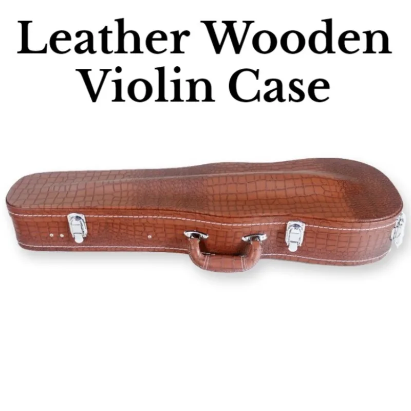 4/4 Leather Wooden Violin Case Convex Surface Waterproof Shockproof Portable Shoulders Violin Box Musical Instrument Accessories