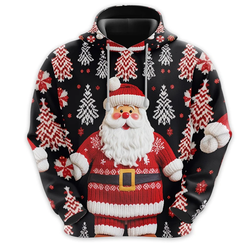 Cute Santa Claus 3D Printed Hoodies For Men Clothes Christmas Tree Graphic Sweatshirts Xmas Ornament Boy Pullovers Unisex Tops