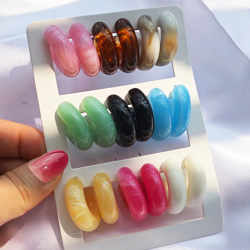 9Pairs Colorful Hook Earrings Set Bohemian Texture C Shape Earrings Beach Vacation Ideal Choice For Gifts Women’s Jewelry