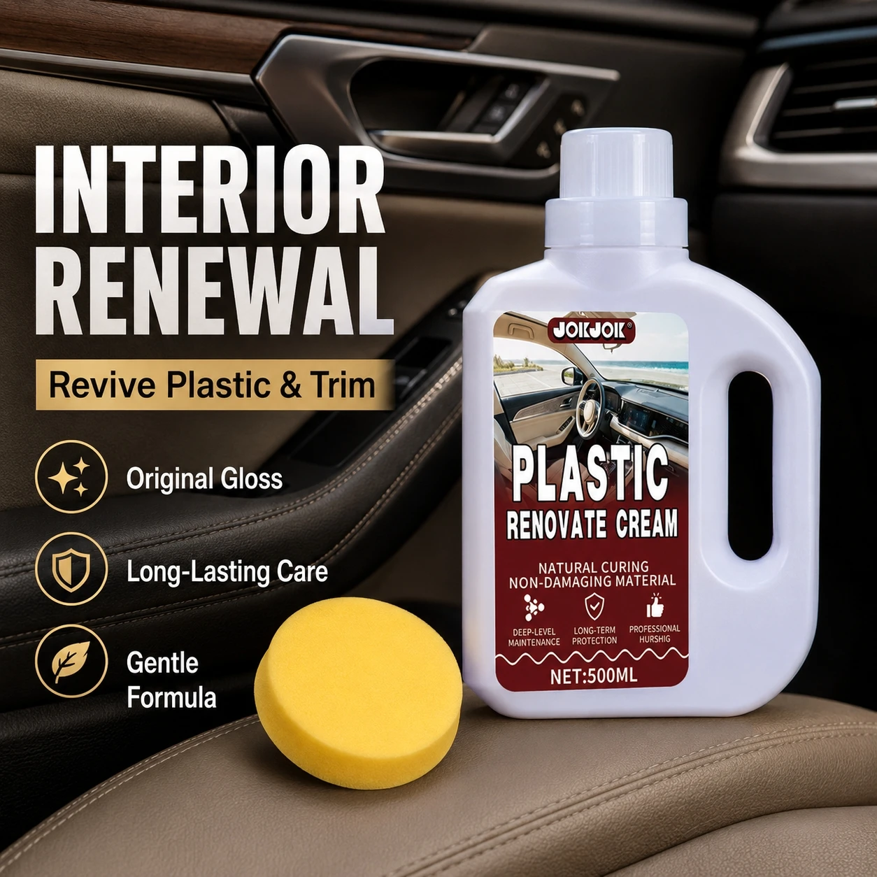 Multi-Purpose Plastic Restorer Wax - JOKJOK 500ML, Quickly Restore & Enhance Luster for Car & Household Plastic