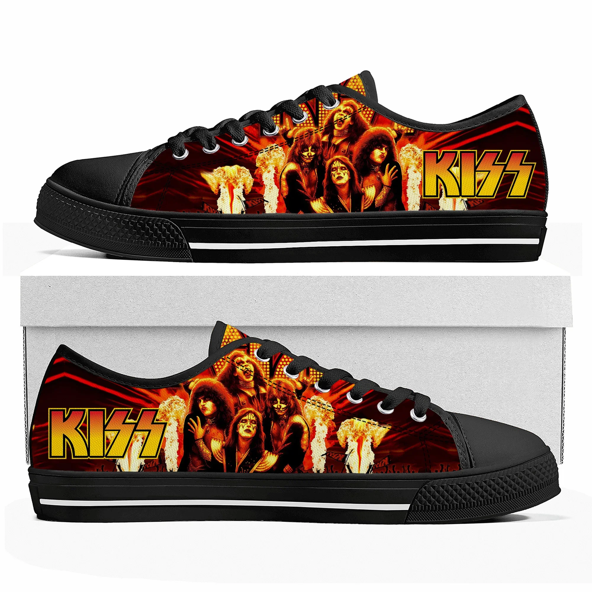 Heavy Metal Kiss Rock Band Music Low Top High Quality Sneakers Men Women Teenager Canvas Sneaker Casual Couple Shoes Custom Shoe