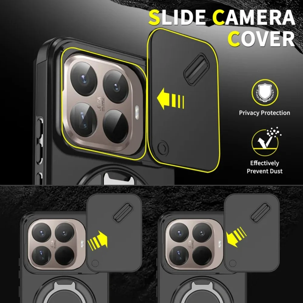 Автомобильный магнитный металлический кронштейн для кольца на палец, чехол для телефона для Xiaomi 15TPro 15T, военная защита от падения, защитный чехол для камеры