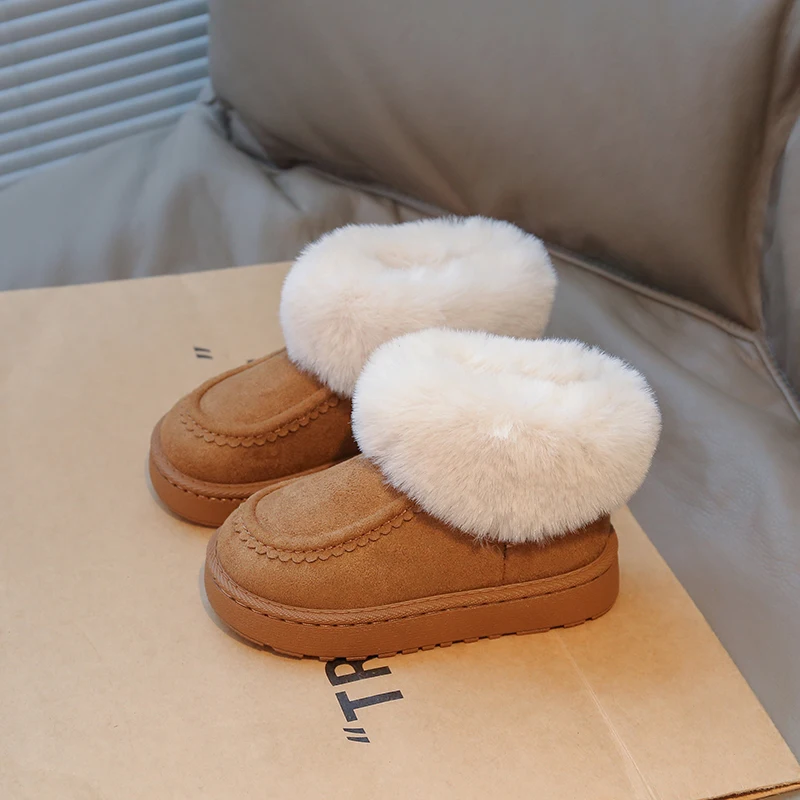 

Children Casual Boots with Plush Fur Comfortable Kids Short Boots Non-slip 2026 New Fashion Boys Girls Warm Boots Versatile Soft