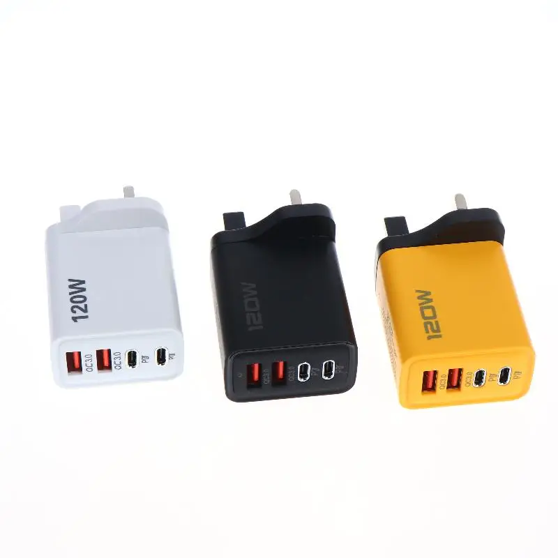 120W Fast Charging Station 4 Port USB C PD QC30 Wall Adapter for Phone Tablet Home Office Travel Charger