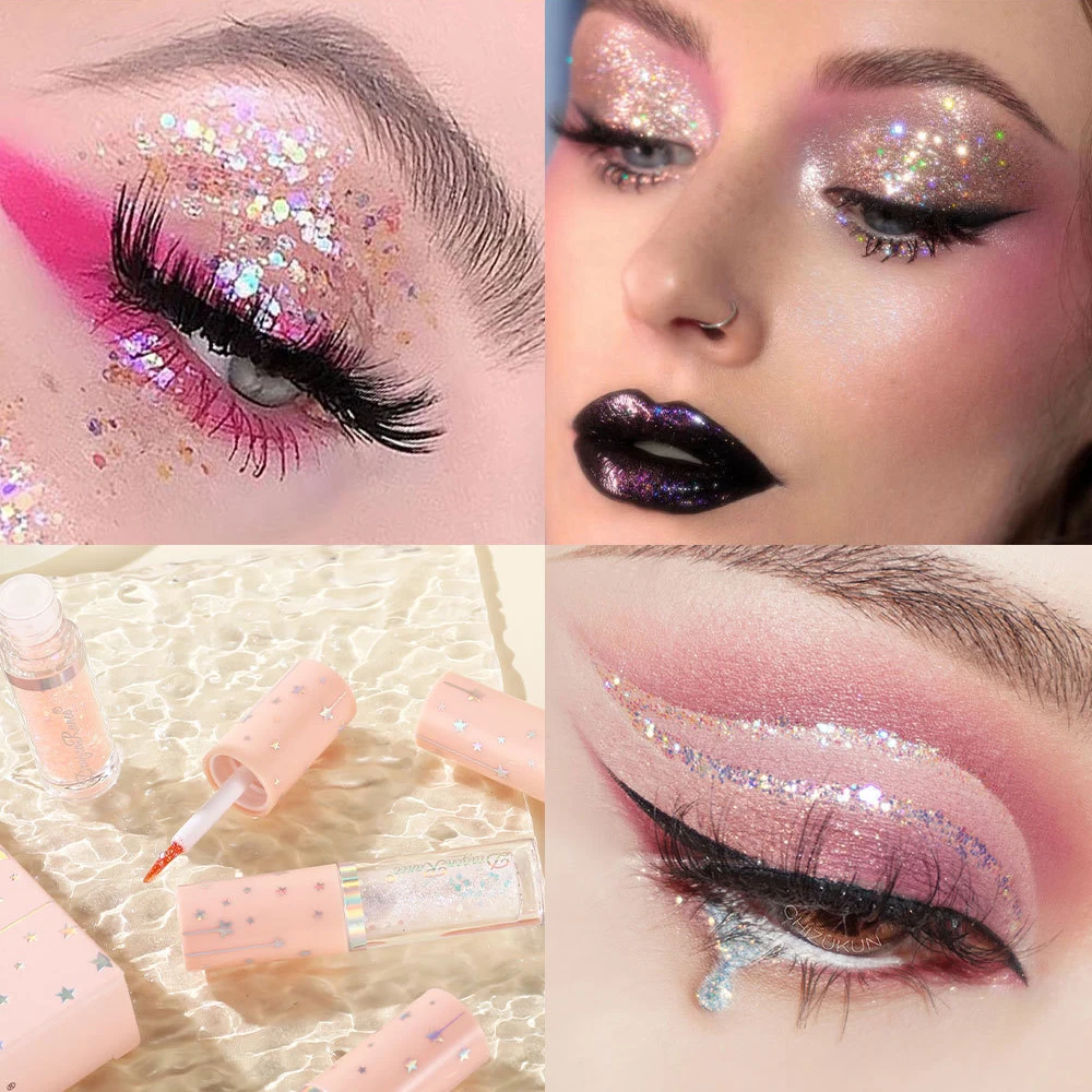 6 ألوان/صندوق السائل بريق ظلال العيون مجموعة عيون ماكياج لامع بيرليسسينت عينيه تألق الترتر مستحضرات التجميل تمييز هلام