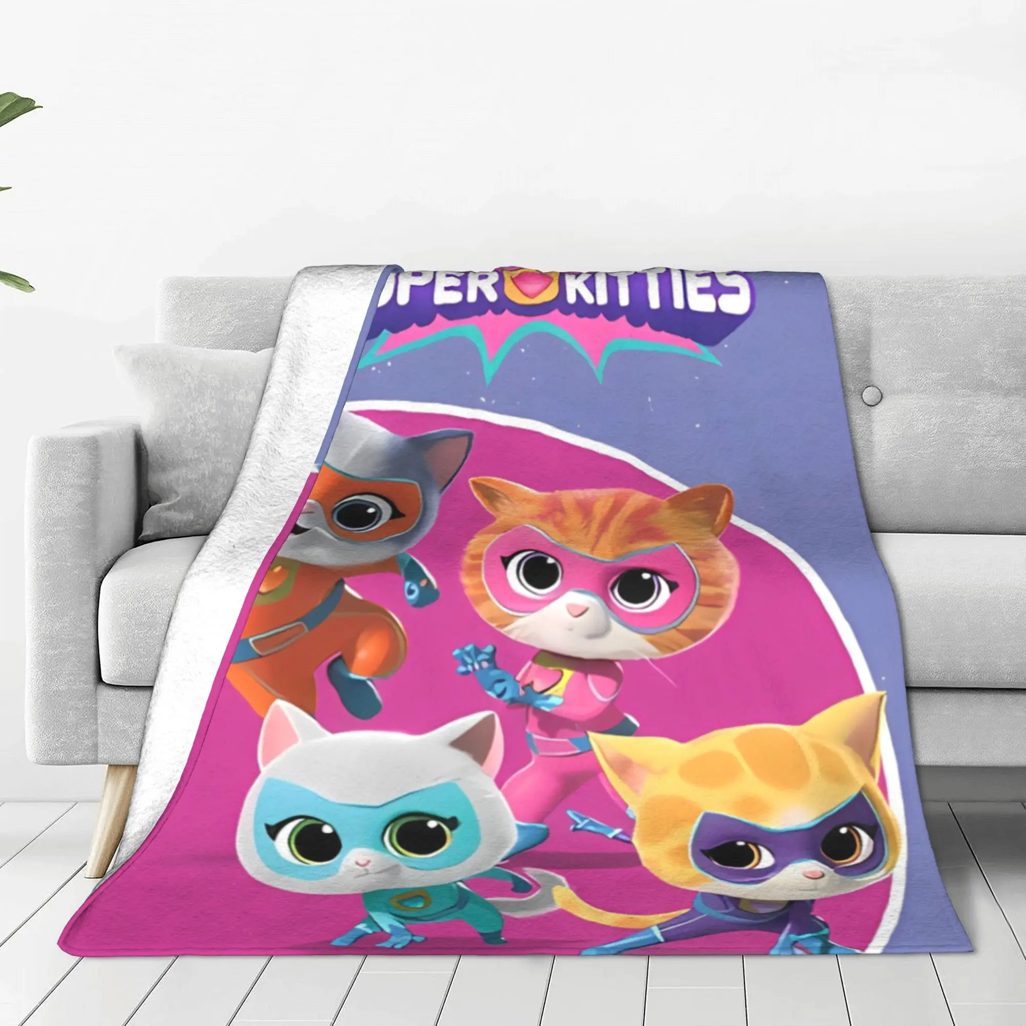 Super Kitties Cats Charged Ginger Blankets Velvet Spring/Autumn Battle Adventures Multifunction Ultra-Soft Throw Blankets Car