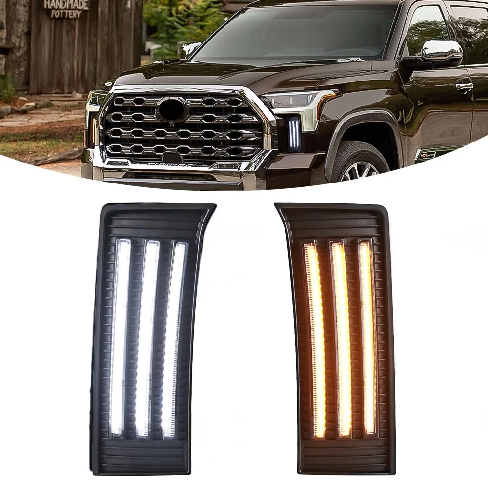 MOVOTOR Pair LED Fog lights Daytime Running Lamps Turn Signal For 2022-2025 Toyota Tundra
