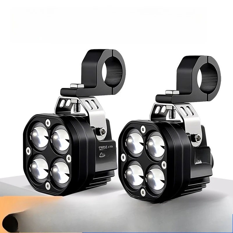 

Motorcycle led spotlight electric vehicle flash lens four beads super bright headlight integrated far and near light