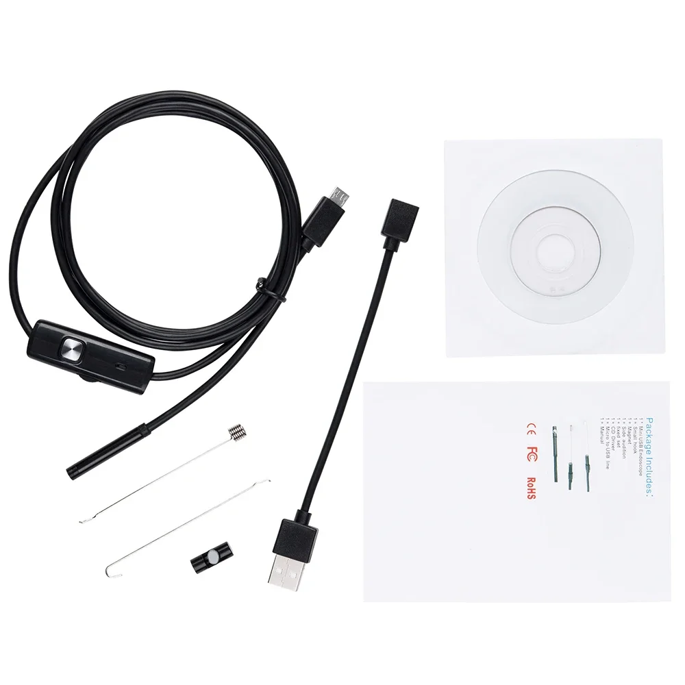 1M 5.5mm Lens Endoscope HD 480P USB OTG Snake Endoscope Waterproof Inspection Pipe Camera Borescope For Android Phone PC