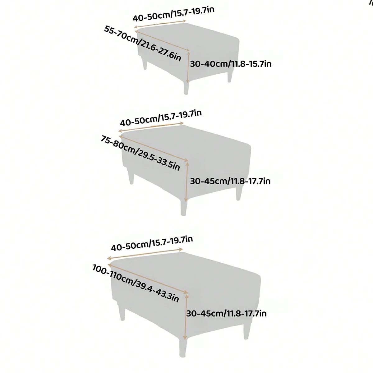 1Pc Elastic Stool Cover, Thickened All-inclusive Square Low Stool Cover, Household Sofa Footrest Stool Cover Furniture Protector